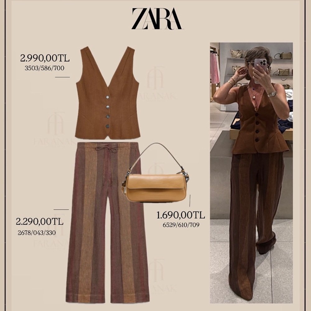 Zara 100% linen striped pants ZW Collection